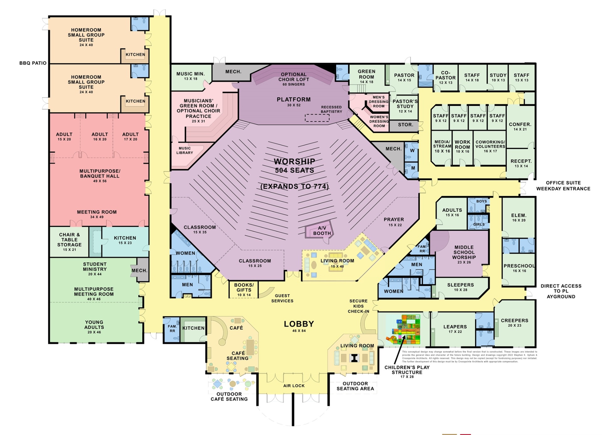 Worship center floor plan