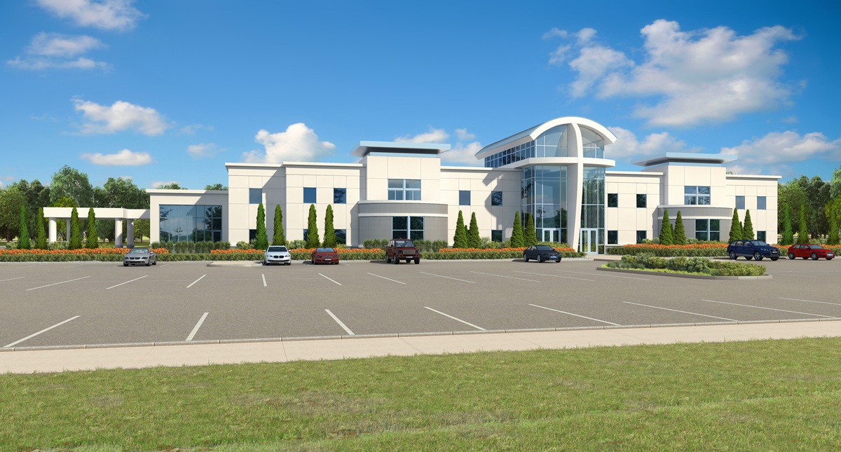 Church office building exterior rendering